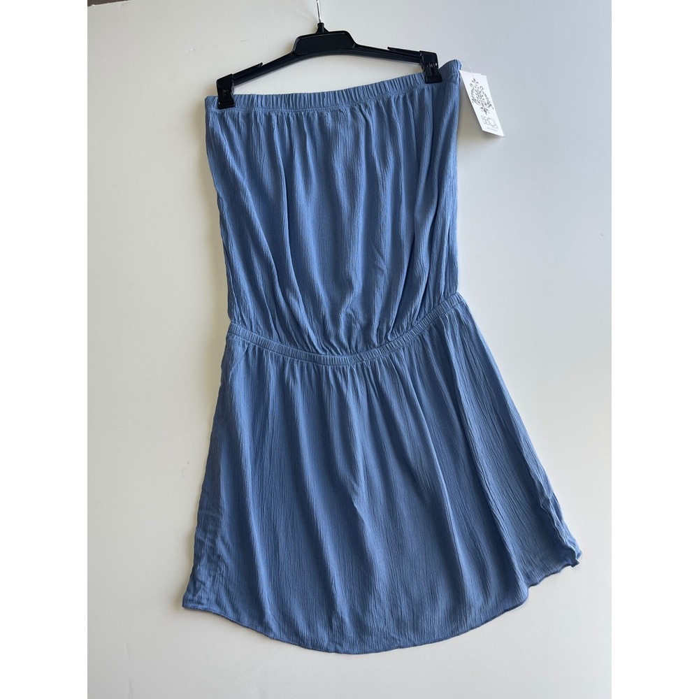 BECCA Blue Strapless Mini Cover‎ Up Dress Women's Size Large